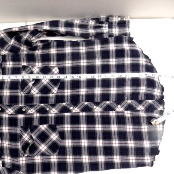 Wrangler Men’s Western Black White Plaid Pearl Snap Flannel - Size: Medium - Picture 5 of 10